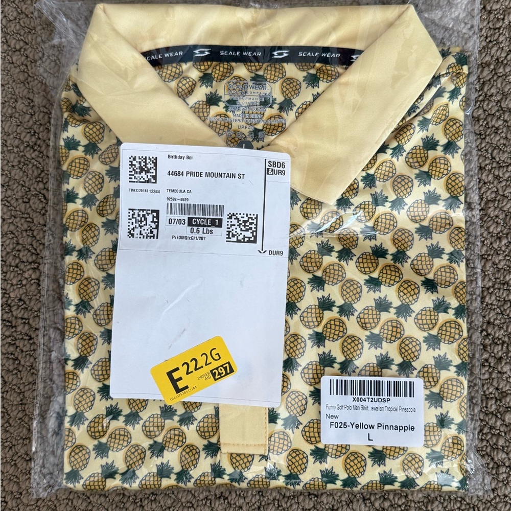 Men’s Yellow Pineapple Print Polo Shirt